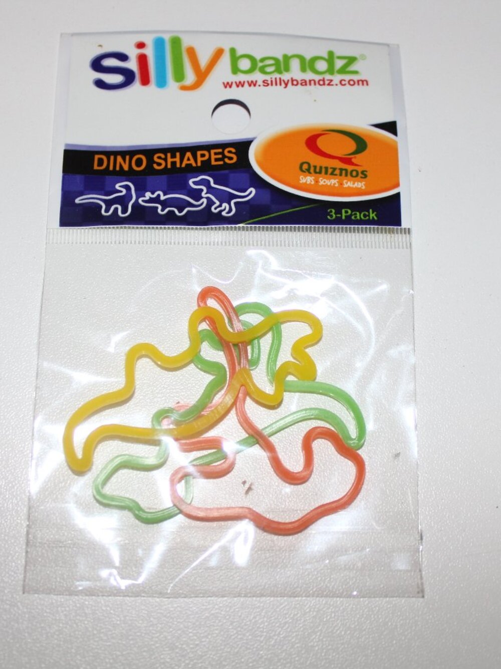 Vintage Silly Bandz Dino Shapes 3 Pack 2010 Quiznos Gift Exclusive Brand New